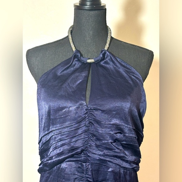 ASTR The Label Navy Ruched Halter Formal Gown Dress Size XL - Picture 7 of 12